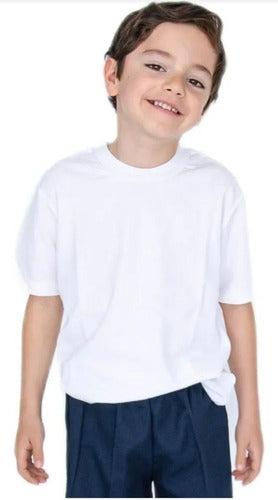 Ely White Cotton and Piqué Plain T-Shirt Sizes 16 to 20 - Suery 1