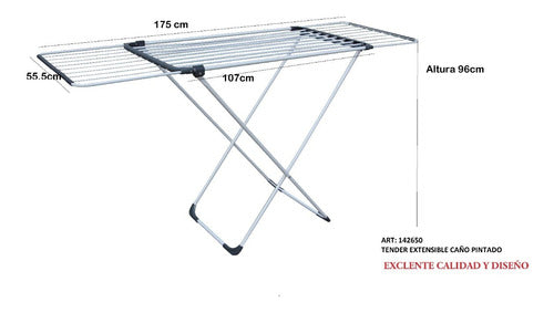 Hogar Actual Extendable Clothes Drying Rack - White 1