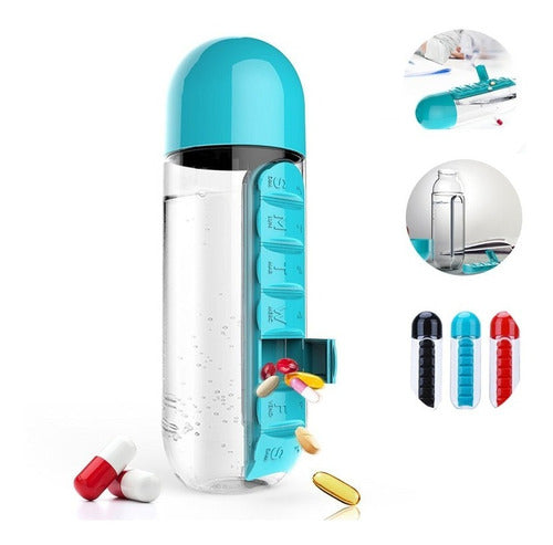 Pillbox Bottle Sport 1 L With Attached Pill Organizer Fitness 1