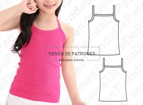 Tienda de Patrones Molde Patron Imprimible Musculosa Tiritas Nenas Talle 4 A 14 1