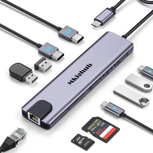 Estacin De Acoplamiento Usb C, Mkighub 11 En 1 Usb C Hub Ada 0