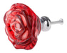 SZ 5Pcs Crystal Rose Glass Cabinet Knob, Drawer Pull Handle, Kitchen Door/Wardrobe Knobs, Diameter: 1.97'' Red 1