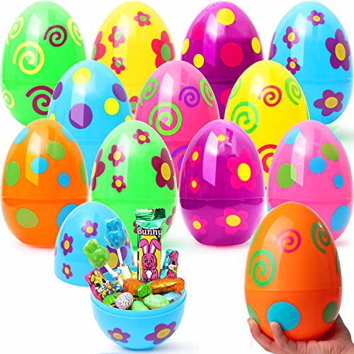 Joyin Jumbo Easter Eggs, 15x10cm Fillable Plastic Eggs, 12 Pieces 0