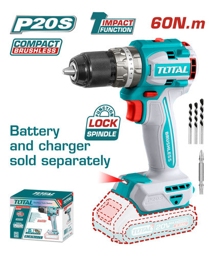 Total Tools Taladro Atornillador Percutor 20V 60Nm Inalámbrico Pro 1