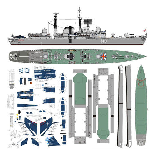 Hms Sheffield + Sue + Am-38 1:335 Papercraft 0