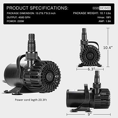 Vivohome 220w 4500gph Bomba De Agua Sumergible Eléctrica Par 2