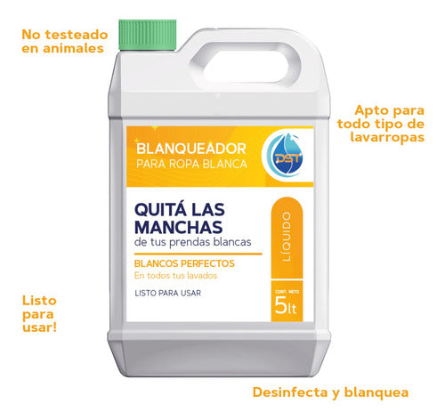 DST Blanquedor Ropa Blanca Alto Rendimiento Quitamanchas 5lt 2