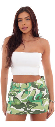 Shorts Saia Cós Largo   22440 Estampado Verde Consciência 0