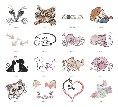 100 Embroidery Machine Designs of Cats/Kittens/Animals 1