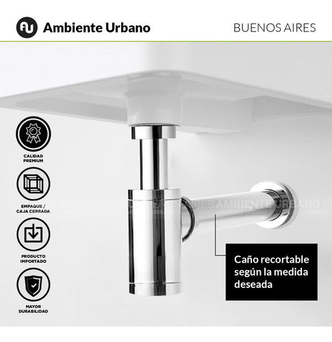 Ambiente Urbano Premium Chrome Extendable Siphon for Bathroom Sink 1