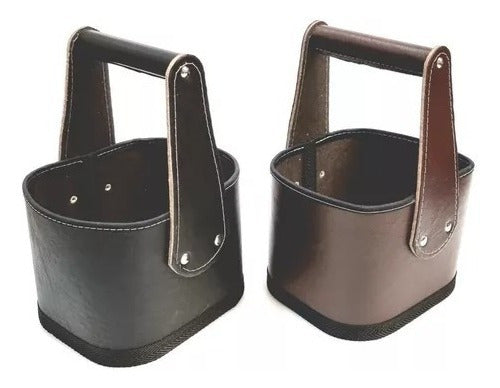 Premium Eco Leather Mate Set Carrier Basket 6