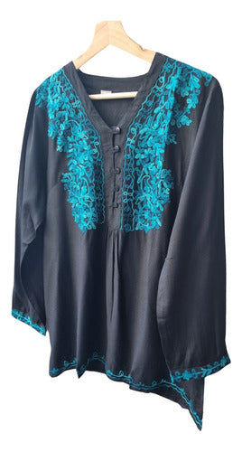 Embroidered Kashmir Buttoned Wide Indian Blouse 20