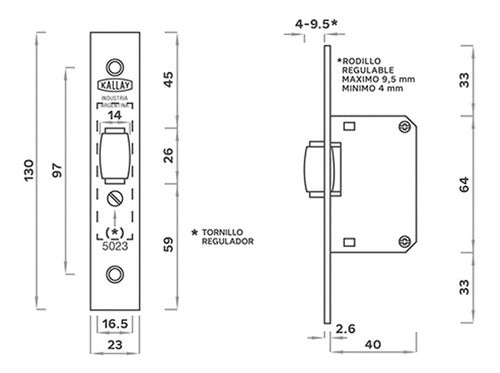 Kallay Rodillo Vaivén Para Puerta 5023 40mm 1