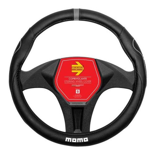 Momo Universal Black and Gray Steering Wheel Cover 0