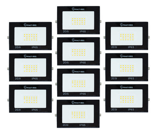 Practiled Pack of 10 High-Power 20W LED Floodlights for Outdoor Use 0