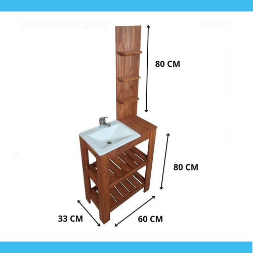 Novo Hogar Vanitory De Pye Rustico De 60cm Con Bacha Y Griferia 2