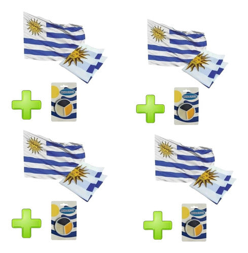 Bandera De Uruguay Oficial 90 X 150 Cm + Pintura Maquillaje 0