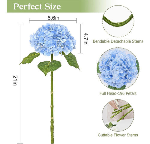 Waipfaru 2 Artificial Flowers Blue Hydrangeas Real Touch 1