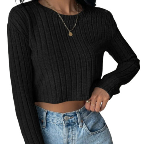 Shein Simple Cropped Knit Sweater for Women 0