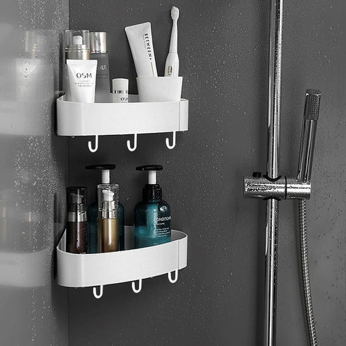 El Regalón Corner Bathroom Shelf with Suction Cups and Hooks 1