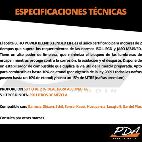 Echo Aceite 2T 5L Sensei Mezc Motoguadaña Motosierra Stihl Niwa 1