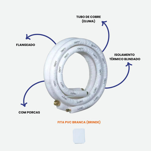 Kit Tubulação De 1/4 E 3/8 Para Ar Condicionado 1 Metro 2