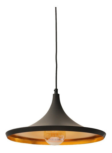 Etheos Beat Wide Black Copper E27 Modern Deco Pendant Lamp 0