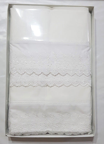 Luxurious King Size Sheets Set - 1.80 x 2.00 Meters with Broderie Lace Details - High Quality Cotton 2