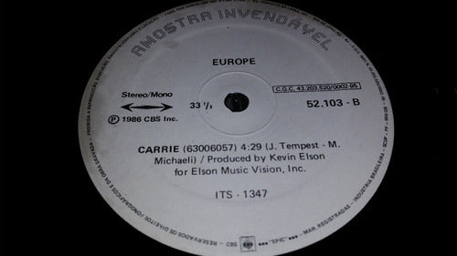 Europe The Final Countdown Carrie Vinilo Promo Brasil 1986 1