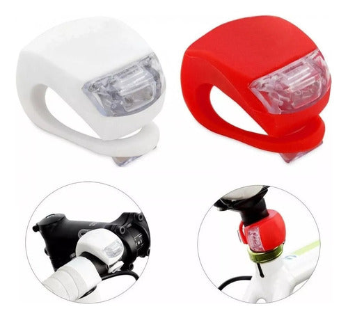 Set of 2 Battery-Powered Bicycle Lights Front Rear Safety 0