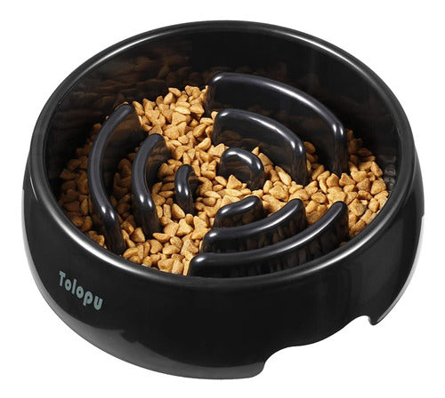 Large Slow Feeder Dog Bowl in Black Drop Shape 0