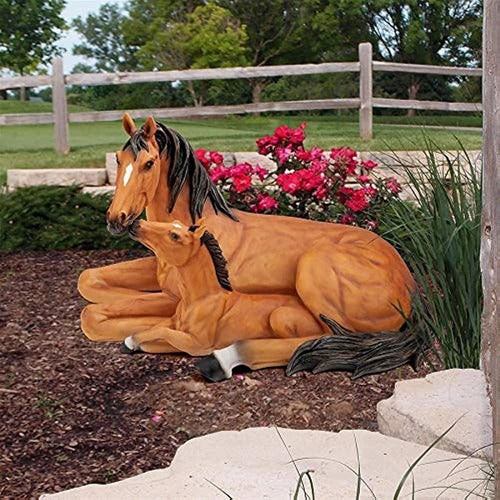 Design Toscano Motherly Love Pony Foal and Mare Horse Statue 4