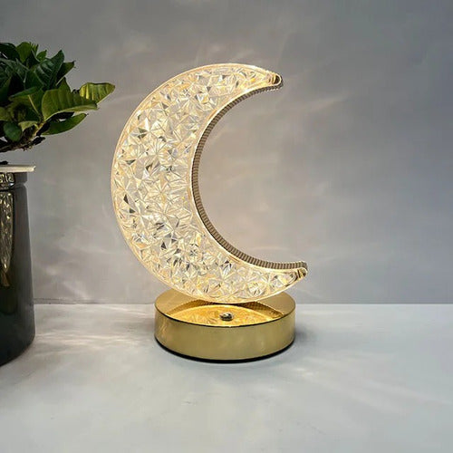 UruguayGadgets Rechargeable USB Touch Table Lamp - Crescent Moon Design with 3 Colors 2