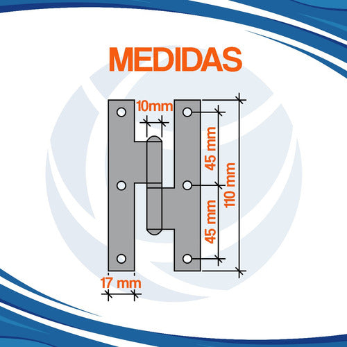 Cima Bisagra Pomela Derecha 110 Mm Hierro Zinc Puerta Madera X2 1