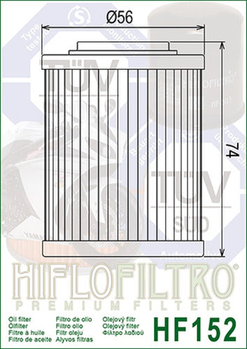 Filtro Aceite Can Am 400 Outlander Hiflofiltro Hf152 Ryd 1