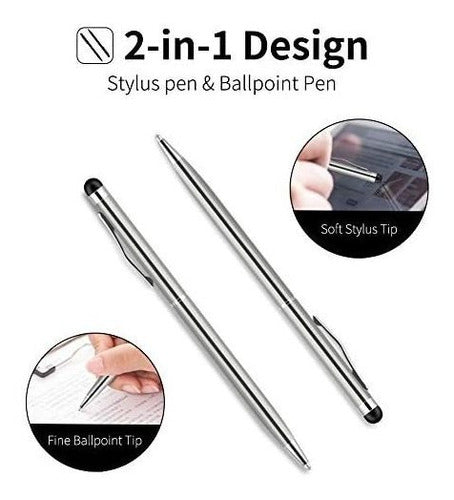 Urophylla 2in1 Silver Pen Stylus for iOS/Android/Kindle - 10pcs 1