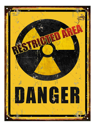 Club del Poster Vintage Metal Sign Danger Restricted Area 0