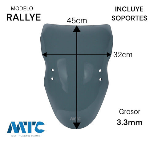 Parabrisa Universal Con Soporte Enduro Rally Cristal Mtc 3