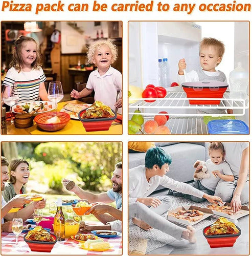 HERMES SHOP Reusable Pizza Storage Container with 5 Serving Trays 4