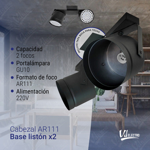 Modern 2-Light AR111 Ceiling Spotlight + AR111 12W Bulbs Set 21