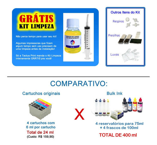 Bulk Ink Pra Epson Xp214 Xp411 Xp401 Xp204 + 4 Tinta Blister 1