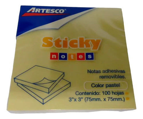 Artesco Pastel Removable Sticky Notes 75 X 75 Mm 100 Sheets X 6 Units 0