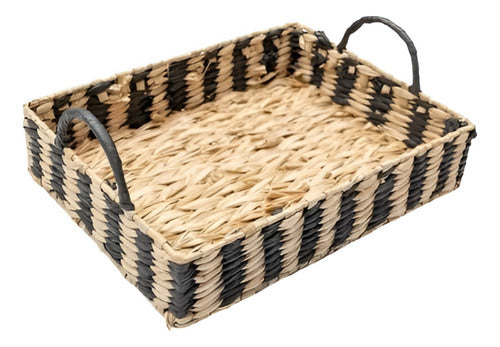 Rústico Hogar Woven Tray - Natural/Black 0