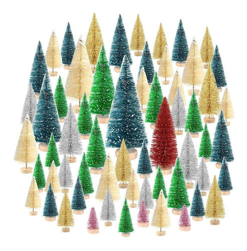 Kuuqa 60 Mini Christmas Trees in 7 Colors and 8 Sizes 0