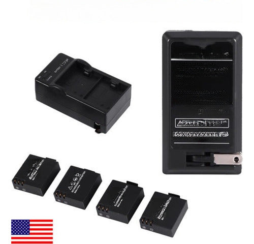 SJ4000 4pcs 3.7V 900mAh Li-ion Battery + Charger for Action Camera 0