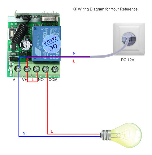 Bloqueio De Controle Remoto Eletrônico 12v 1ch Sem Fio 3