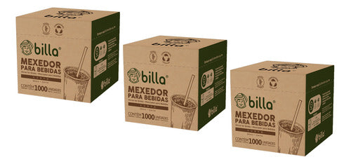 Mexedor Palheta Billa Curto Bambu Bebida Chá Café Kit 3 5