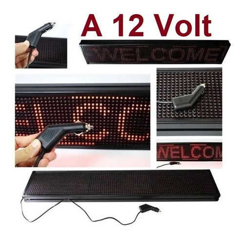 LED Programmable Sign Board 12 Volt 68 x 20 cm Monochrome Pass-through 3