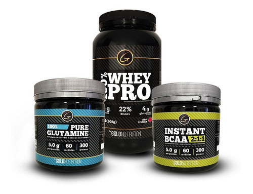 Gold Nutrition Pack Proteina - Whey Pro 2 Lb + Glutamina + Bcaa 0