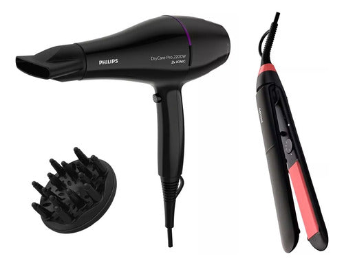 Philips Professional Hair Dryer BHD274 + Hair Straightener BHS376 0